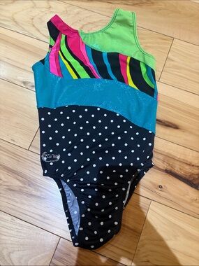 Girls' Multi-Color Polka Dot One-Shoulder leotard